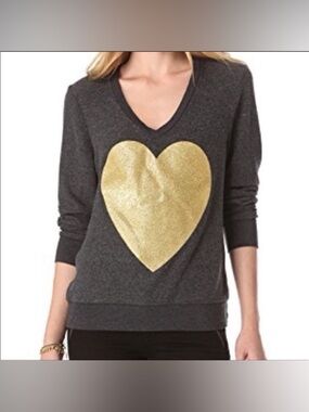 Wildfox Gold Heart Faded Jumper Sweatshirt| XS